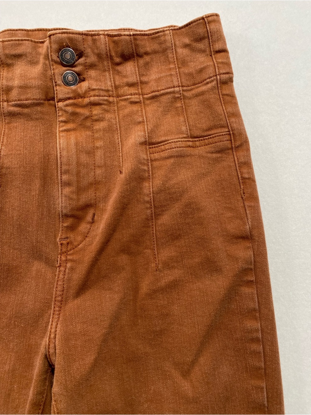 Free People We The Free Jayde High Rise Flare Jeans 29 Rust Orange Boho Hippie - Picture 6 of 12